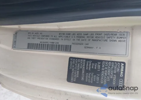 1997 Audi Cabriolet from USA, damaged, VIN WAUAA88G1VN001246